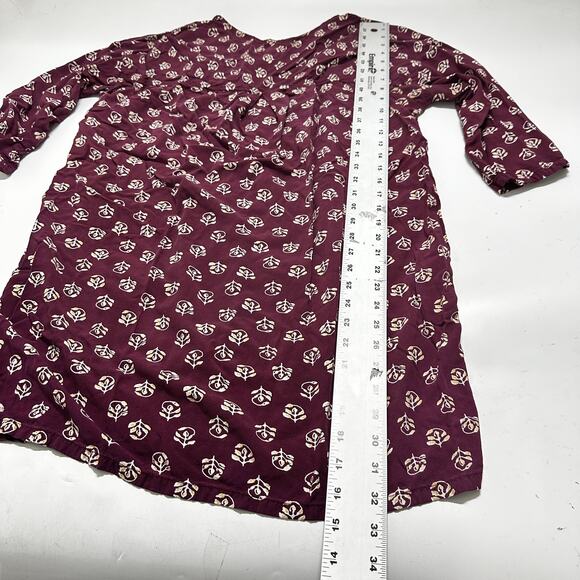 Old Navy Dress Womens Size Large L Burgundy Floral All Over Print 100% Rayon - Picture 4 of 9